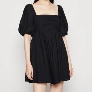 Abercrombie & Fitch Black Emerson Poplin Puff Sleeve Mini Dress